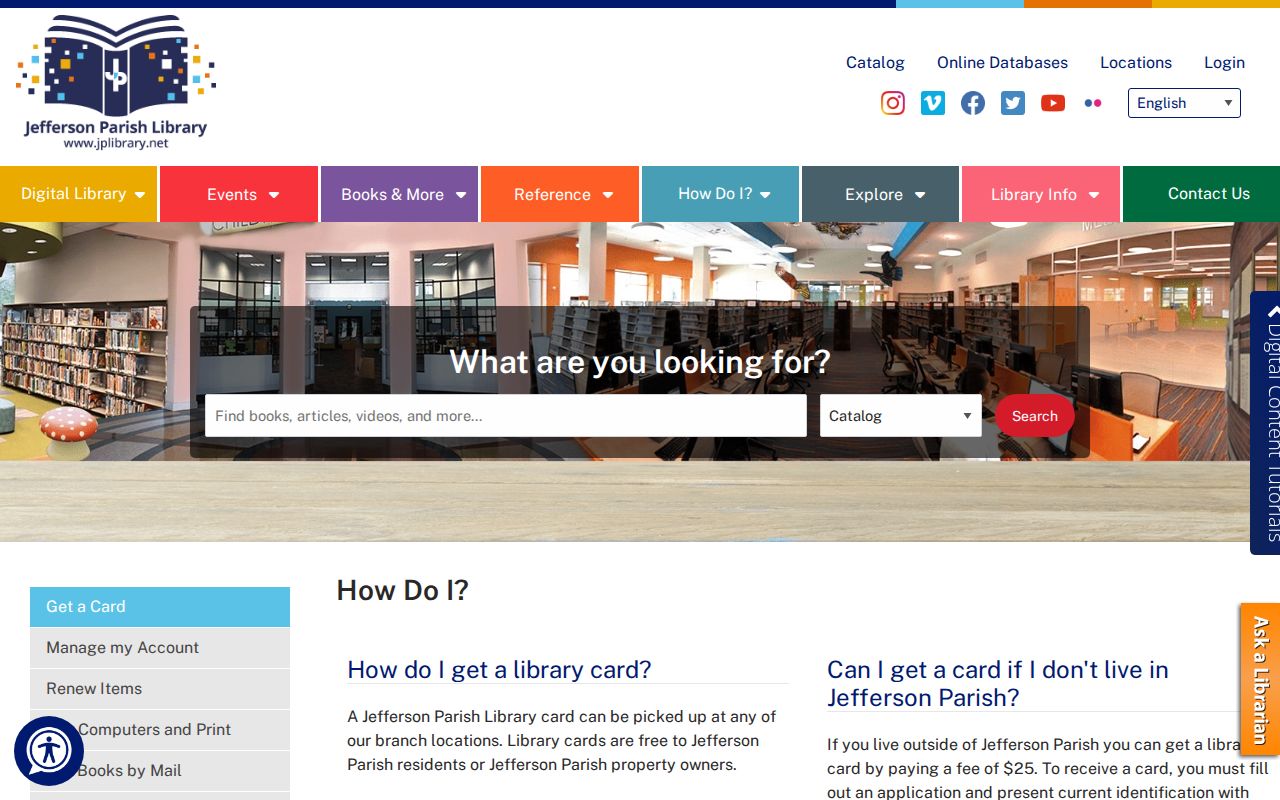 Jefferson Parish Library research help page for microfilm and local-history access