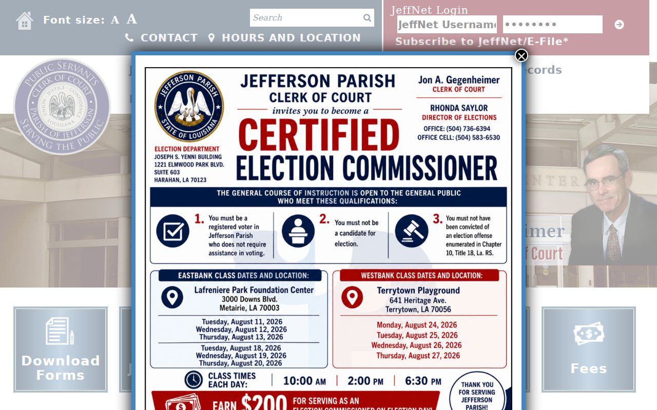 Jefferson Parish Clerk of Court records gateway