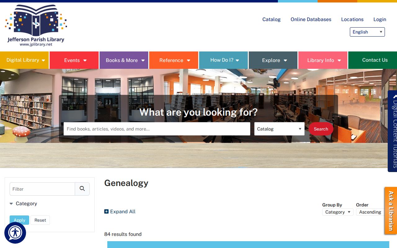 Jefferson Parish Library genealogy resources and local history links